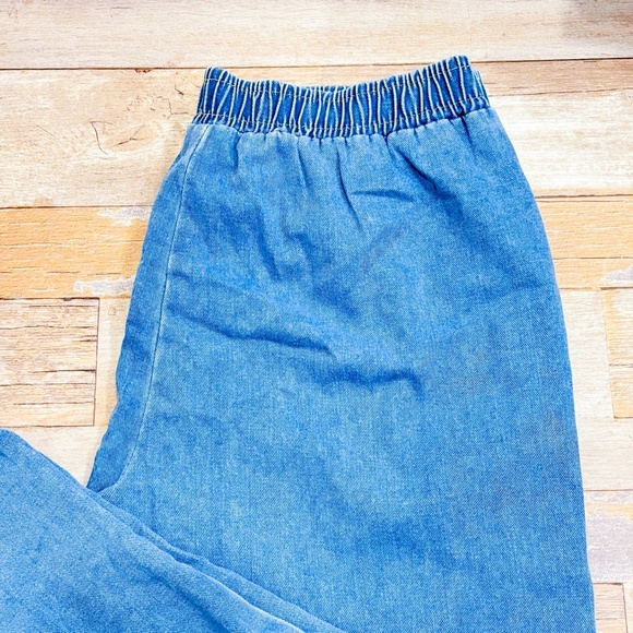 Light blue wide-leg pull-on jeans | Stretch waist relaxed cotton denim | XXL * - Picture 2 of 8